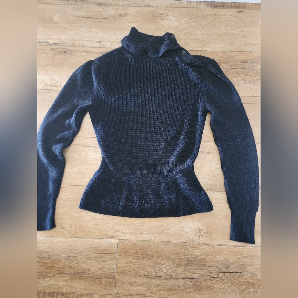 Ralph Lauren Purple Label Women’s M Sweater Silk Cashmere Turtleneck Buttons - Picture 1 of 9